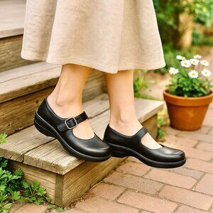Sanita Brown Mary Jane Clog Brush Off Leather